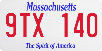 MA license plate 9TX140
