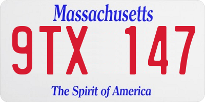 MA license plate 9TX147