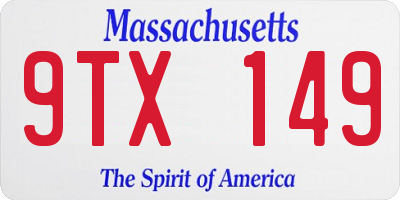 MA license plate 9TX149
