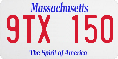 MA license plate 9TX150