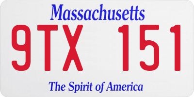 MA license plate 9TX151