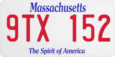 MA license plate 9TX152
