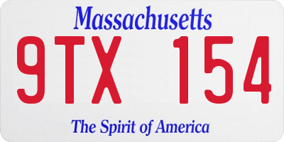 MA license plate 9TX154