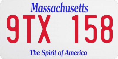 MA license plate 9TX158