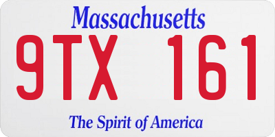 MA license plate 9TX161