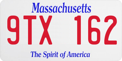 MA license plate 9TX162