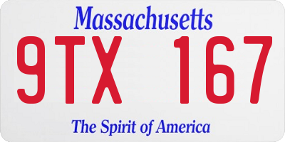 MA license plate 9TX167