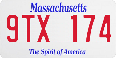 MA license plate 9TX174