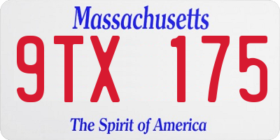 MA license plate 9TX175
