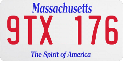 MA license plate 9TX176