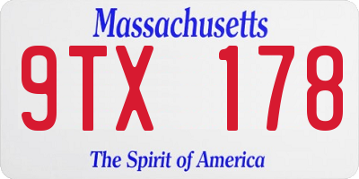 MA license plate 9TX178