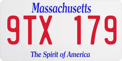 MA license plate 9TX179