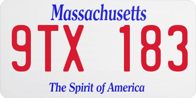 MA license plate 9TX183