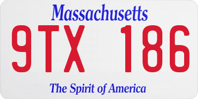 MA license plate 9TX186