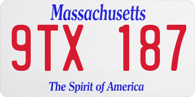 MA license plate 9TX187