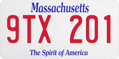 MA license plate 9TX201