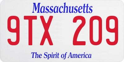 MA license plate 9TX209