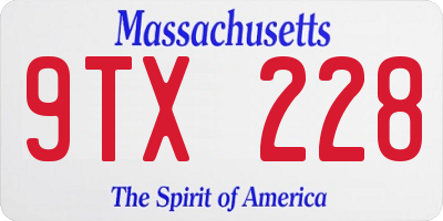 MA license plate 9TX228
