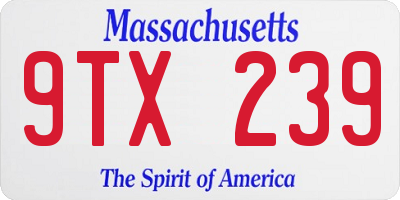 MA license plate 9TX239