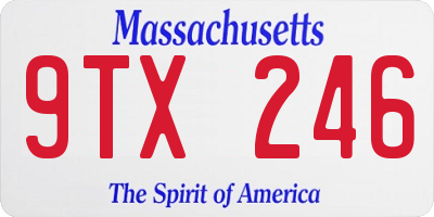 MA license plate 9TX246