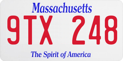 MA license plate 9TX248
