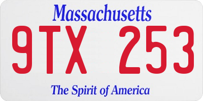 MA license plate 9TX253
