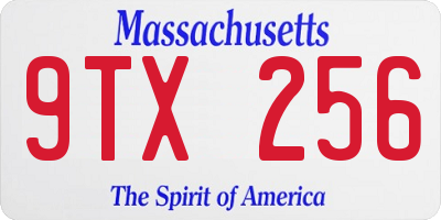 MA license plate 9TX256