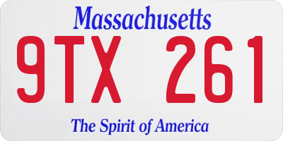 MA license plate 9TX261