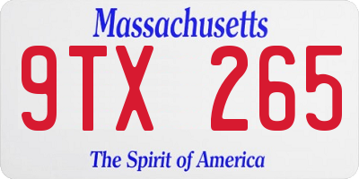 MA license plate 9TX265