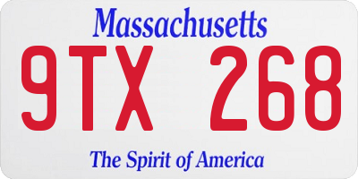 MA license plate 9TX268