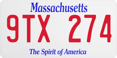 MA license plate 9TX274