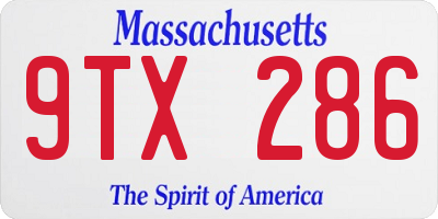 MA license plate 9TX286