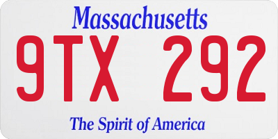 MA license plate 9TX292