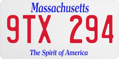 MA license plate 9TX294