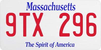 MA license plate 9TX296