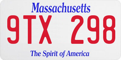 MA license plate 9TX298