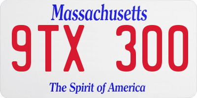 MA license plate 9TX300