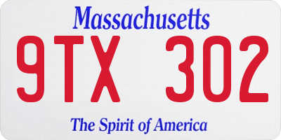 MA license plate 9TX302