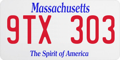 MA license plate 9TX303