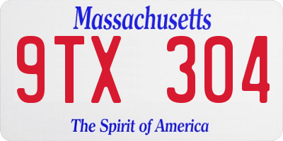 MA license plate 9TX304