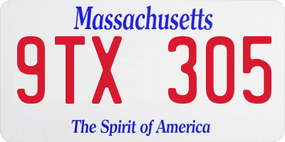 MA license plate 9TX305