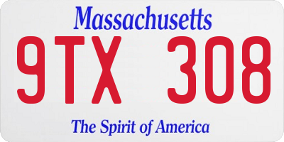 MA license plate 9TX308