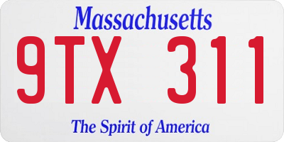 MA license plate 9TX311