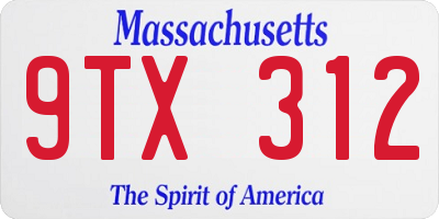 MA license plate 9TX312