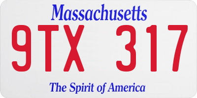 MA license plate 9TX317