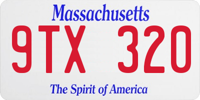 MA license plate 9TX320