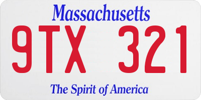 MA license plate 9TX321