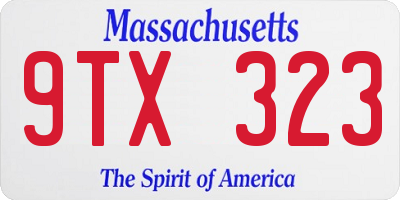 MA license plate 9TX323