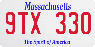 MA license plate 9TX330