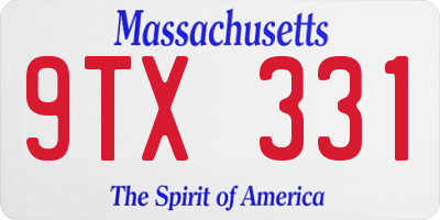 MA license plate 9TX331